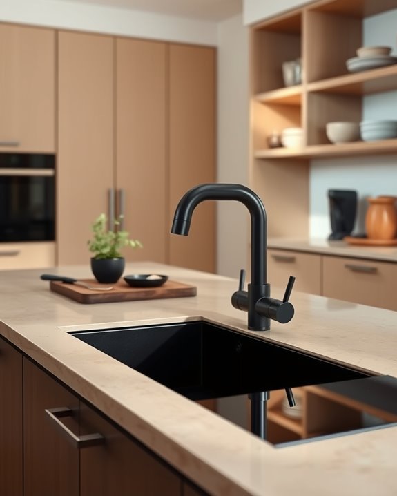 sleek black kitchen fixtures