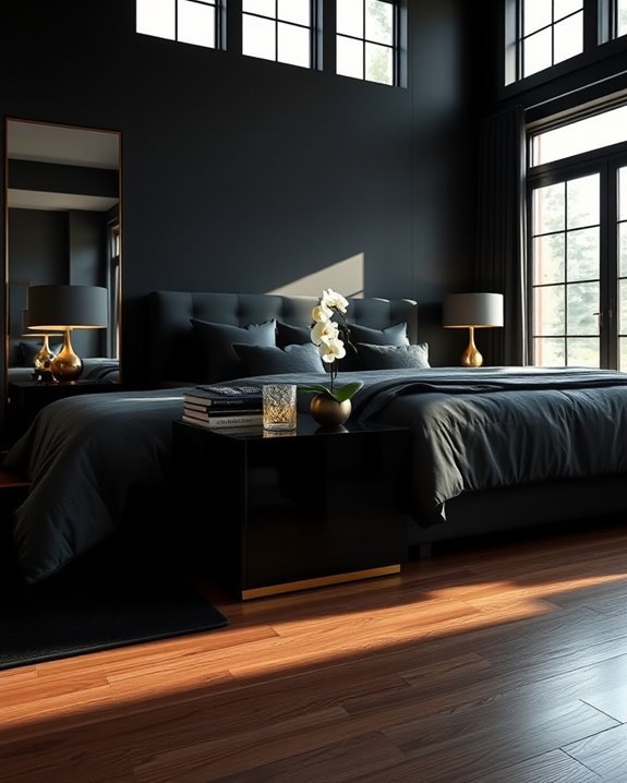 sleek black luxury nightstands