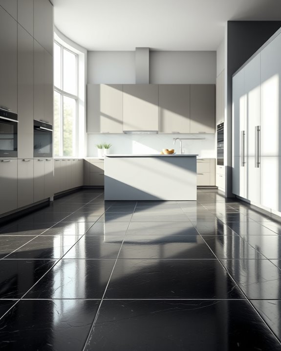 sleek black raised tiles