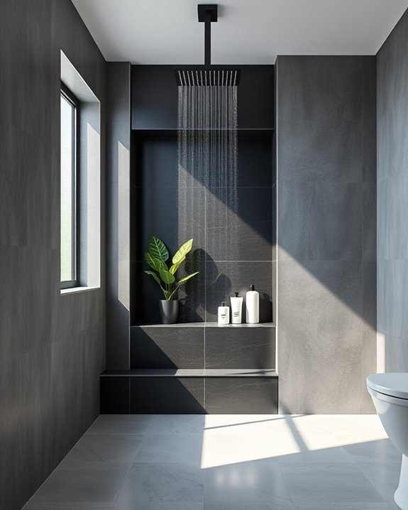 sleek black shower design