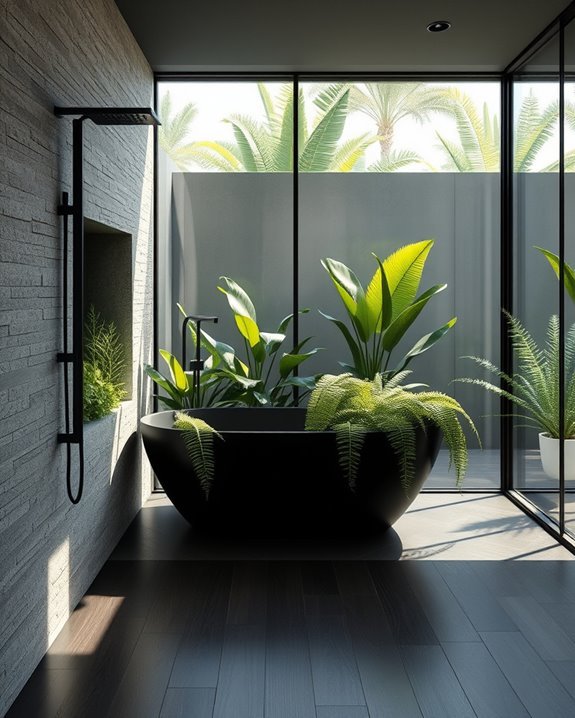 sleek black shower niches