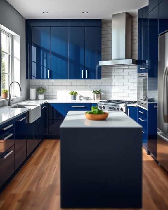 sleek blue kitchen elegance