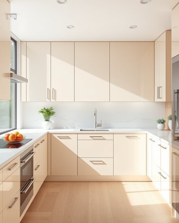 sleek cream cabinets modernize kitchens