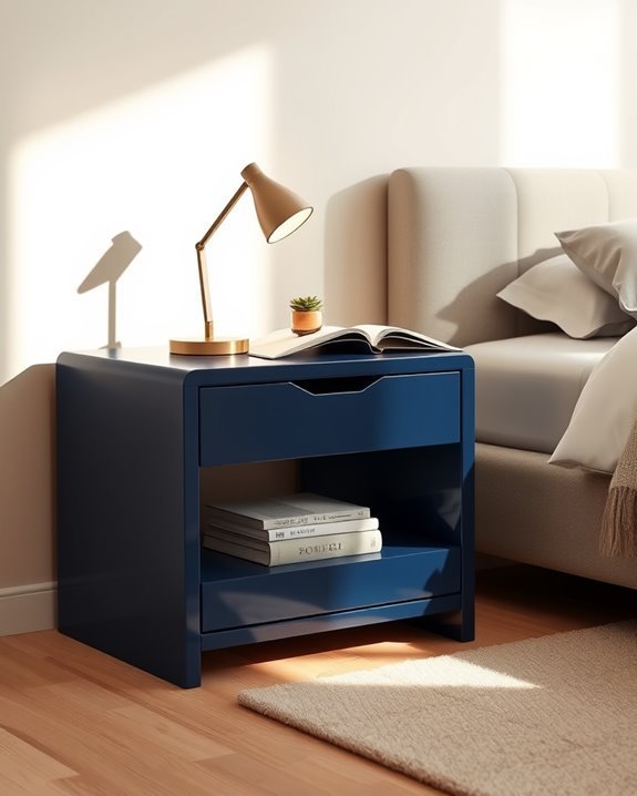 sleek dark blue table