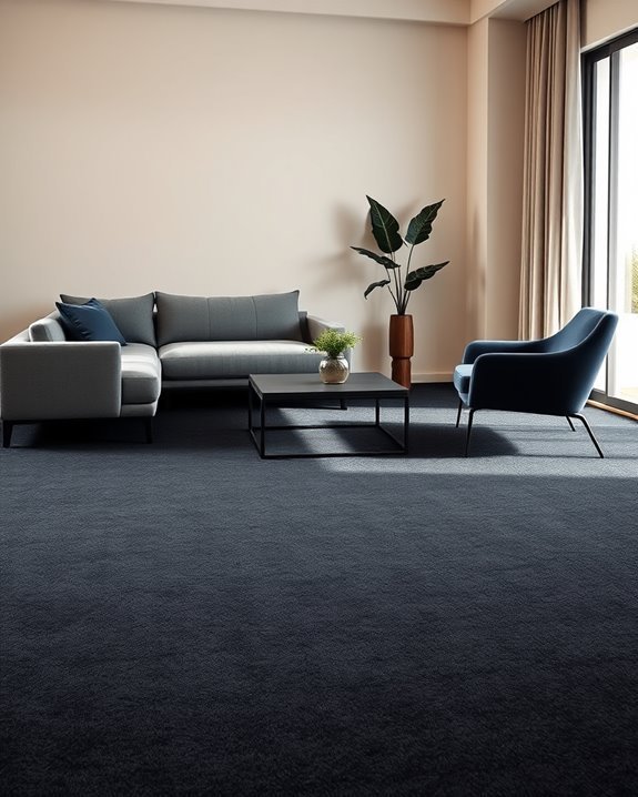 sleek dark minimalist living