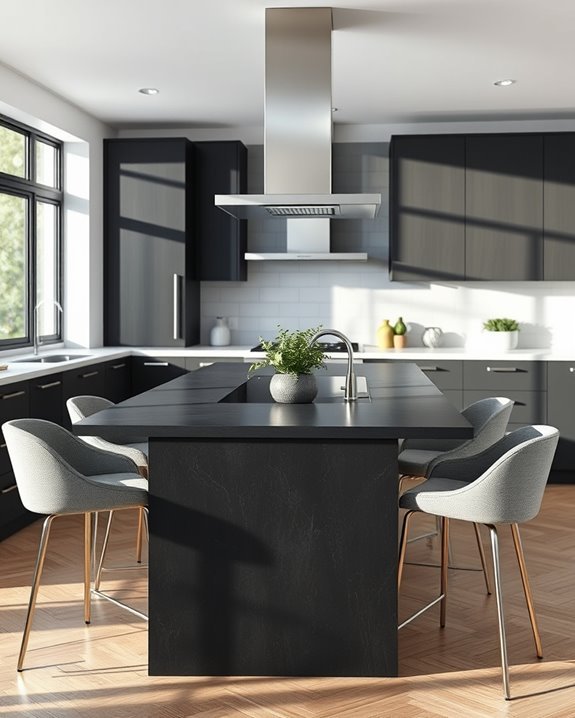 sleek functional dark grey islands