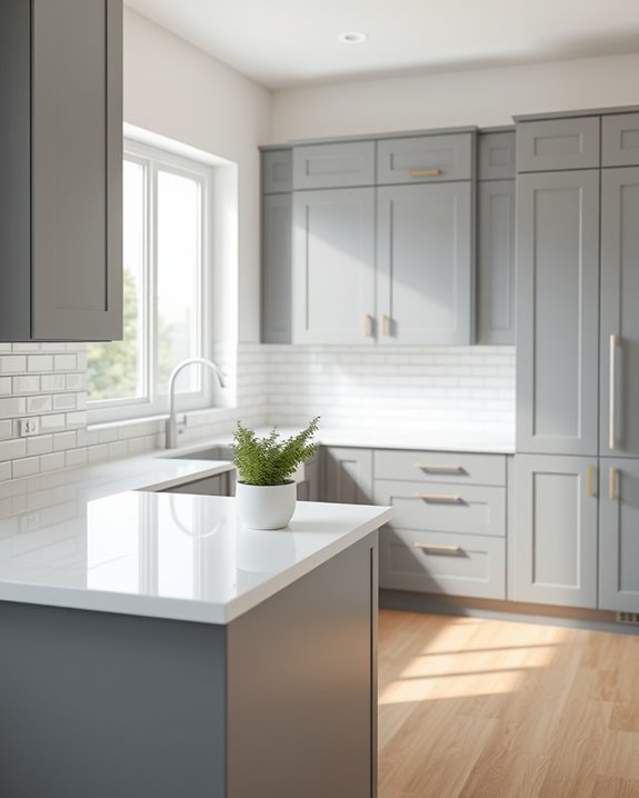 sleek functional grey cabinets
