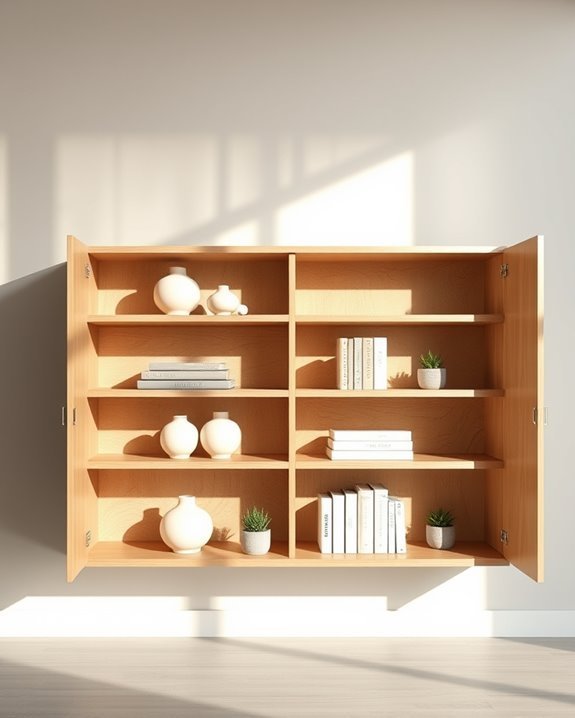 sleek functional open shelving
