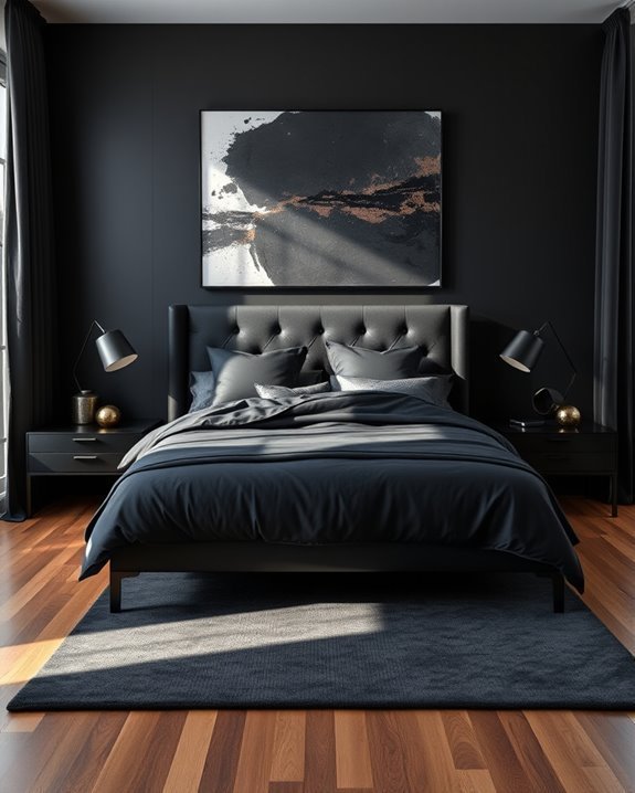 sleek metallic black fixtures