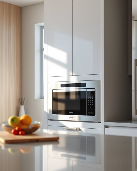 sleek microwave with concealed controls