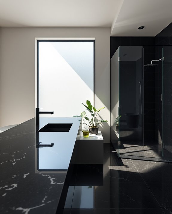 sleek minimalist black granite