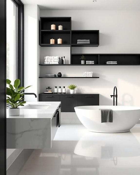sleek minimalist black shelving