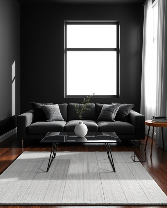 sleek minimalist dark decor