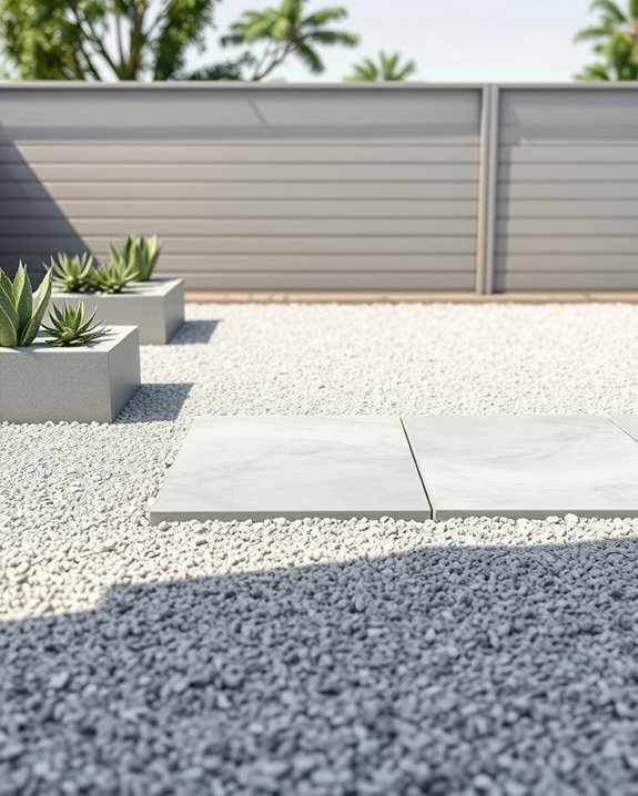 sleek minimalist gravel patios