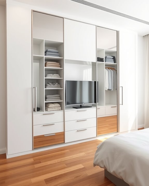 sleek mirrored closet design
