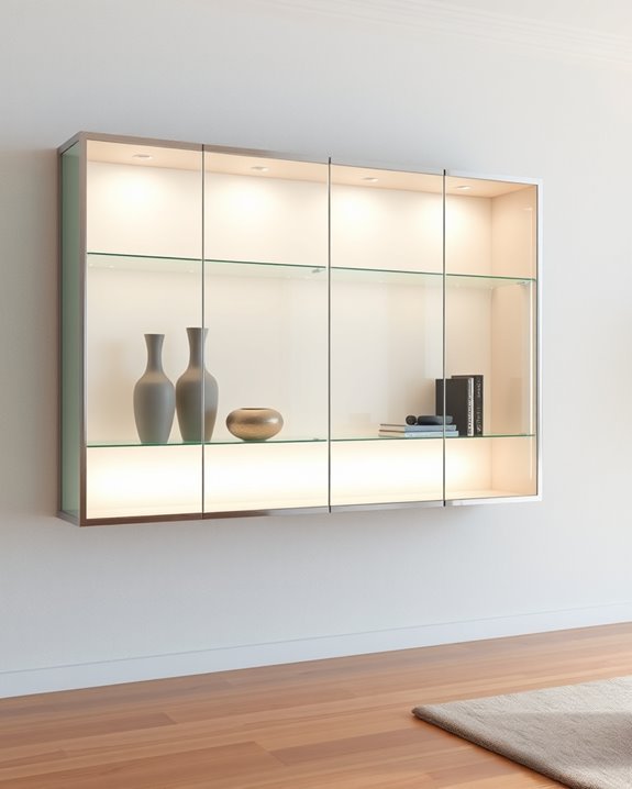 sleek modern glass cabinet