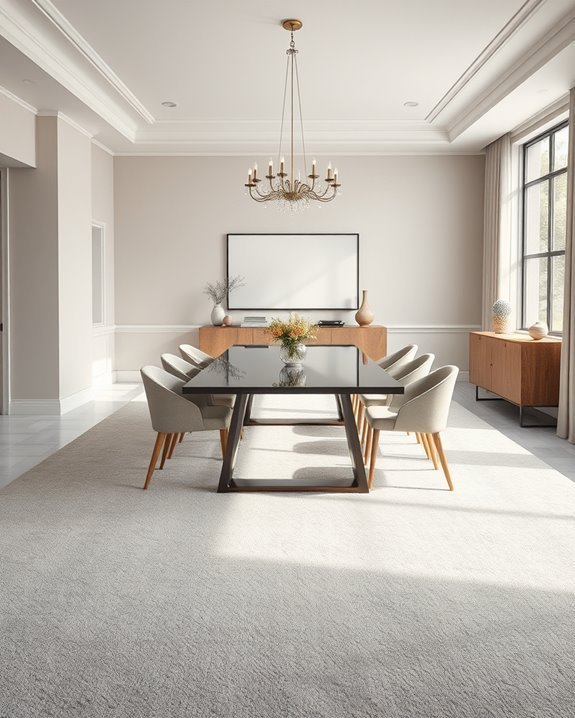sleek monochromatic dining carpets