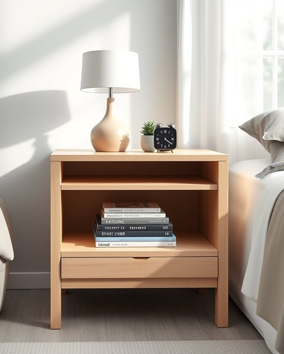 sleek practical bedside storage