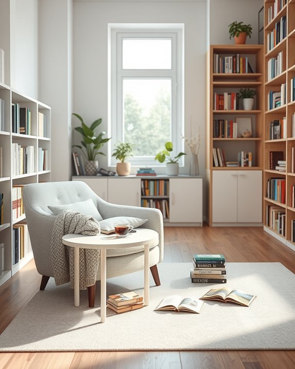 sleek scandinavian reading nook