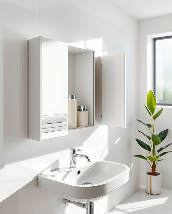 sleek space saving recessed cabinets