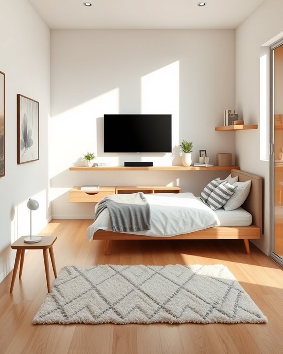 sleek wall mounted tv shelves