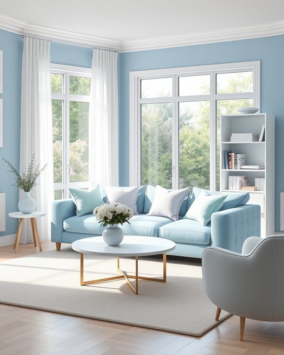 soft blue pastel accents