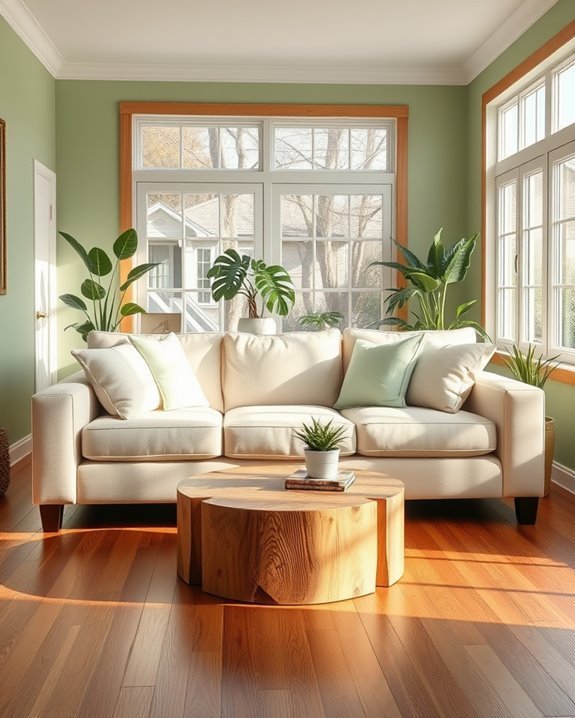 soft green accent walls