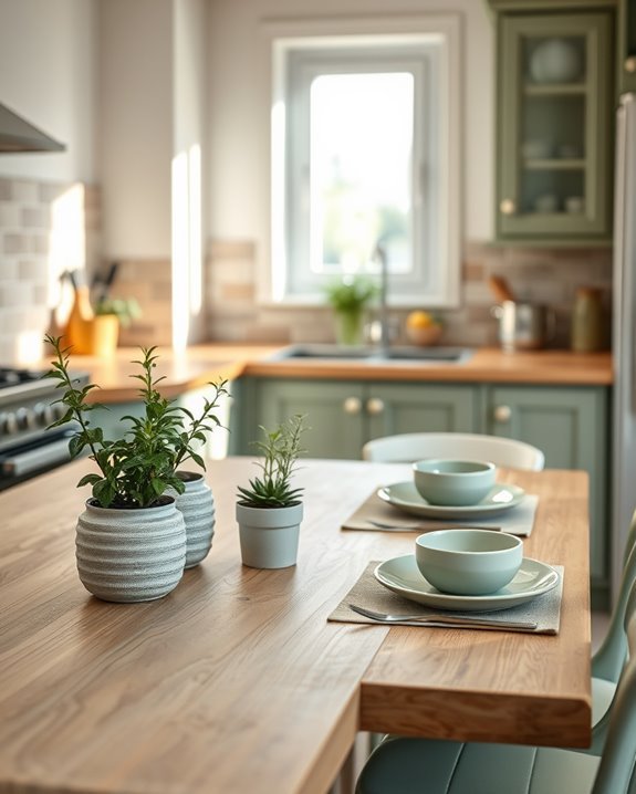 soft green kitchen accents