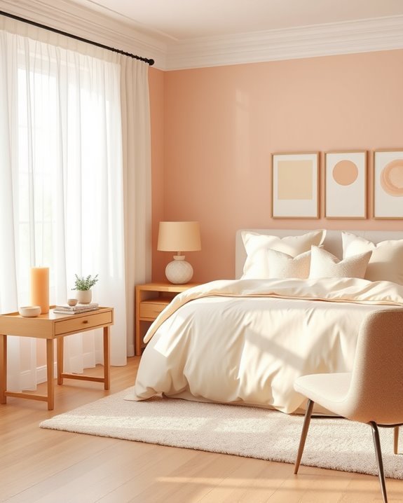 soft peach bedroom accents