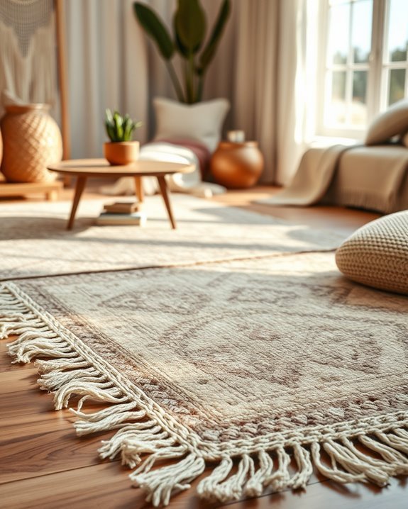 soft textured layered rugs