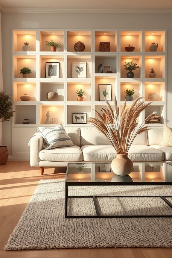 softly lit shadow box