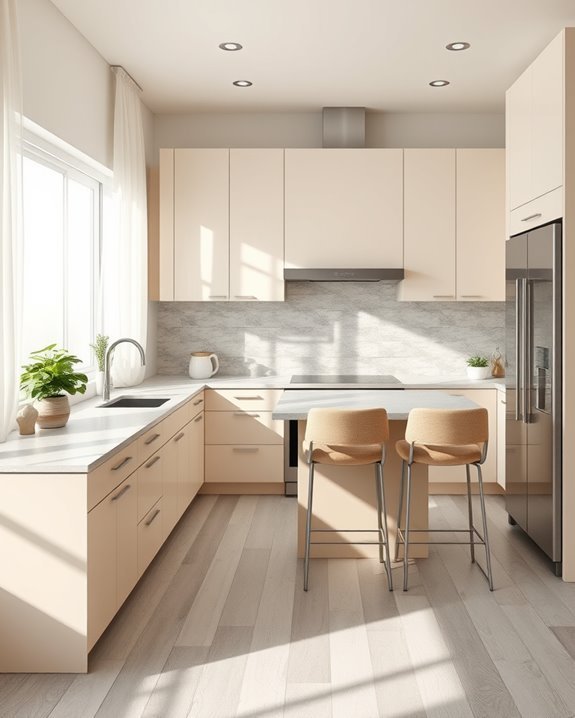 sophisticated beige gray kitchen design