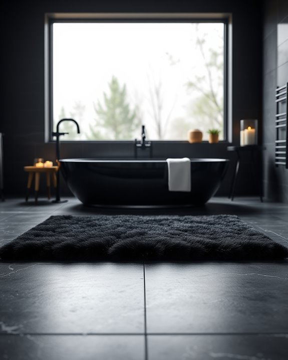 sophisticated black bath mats