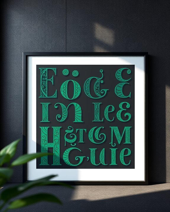 sophisticated black green typography