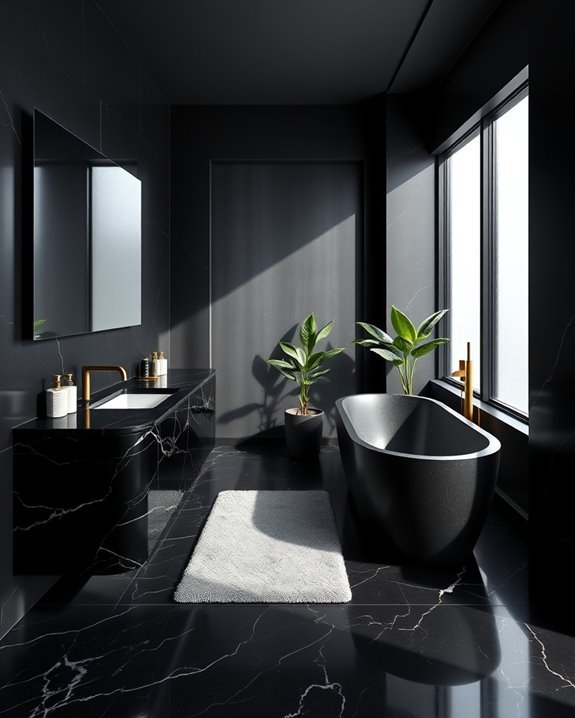 sophisticated black marble accents