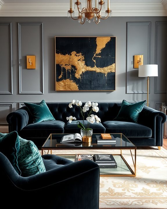 sophisticated black velvet sofas