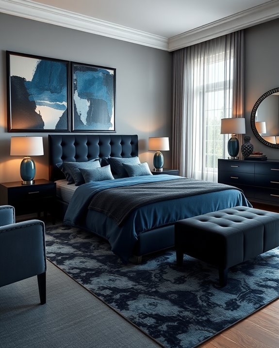 sophisticated blue and black