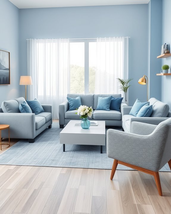sophisticated blue gray living room