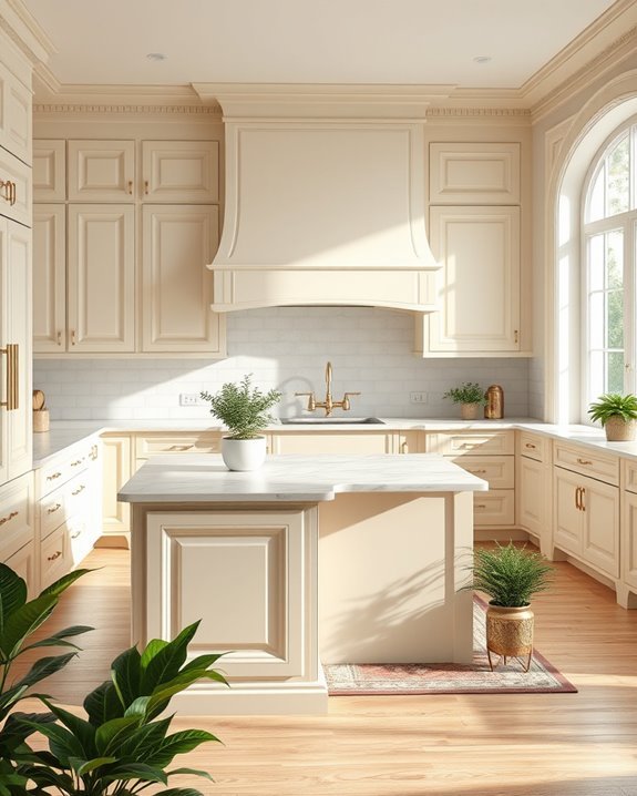 sophisticated cream cabinet accents