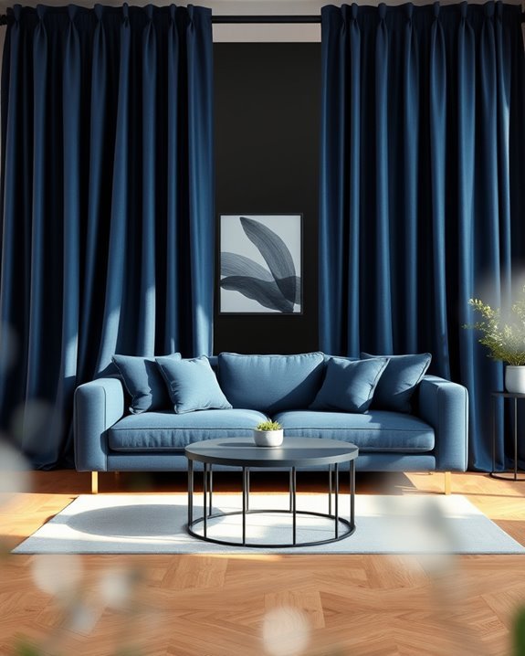 sophisticated dark blue curtains