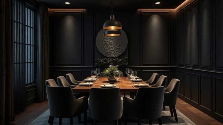 sophisticated dark grey dining room