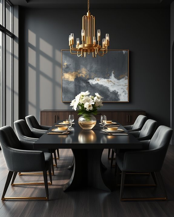 sophisticated dark grey gold combination