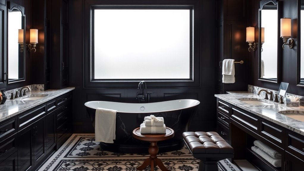 sophisticated dark master bath
