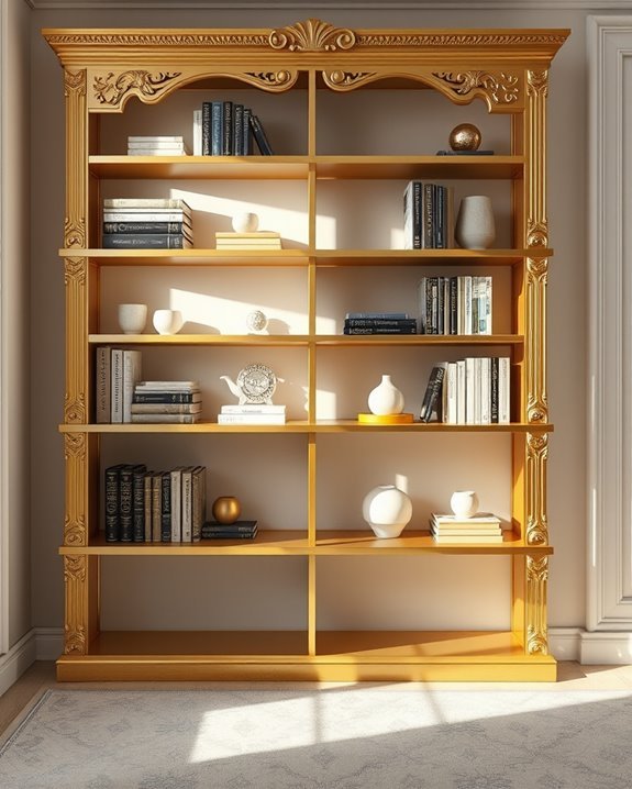 sophisticated gold bookshelf styles
