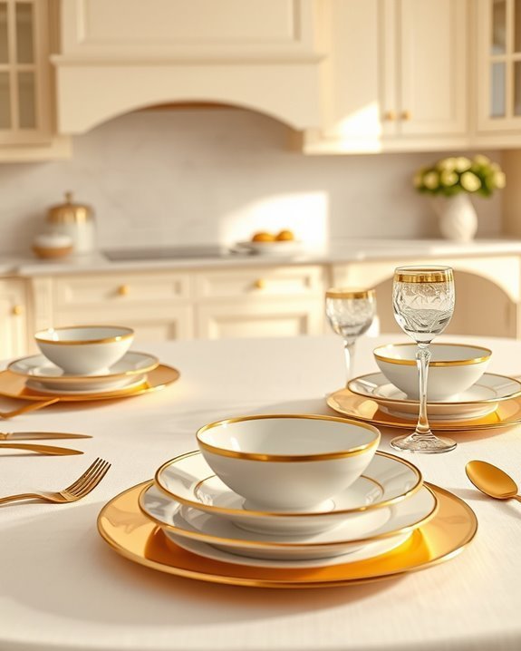 sophisticated gold edged dinnerware
