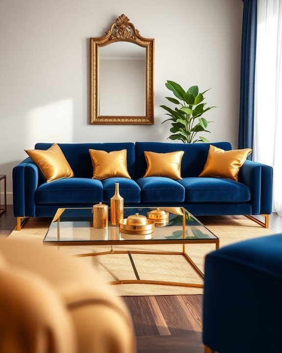 sophisticated gold navy accents