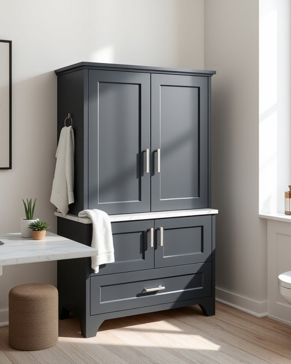 sophisticated graphite bathroom design