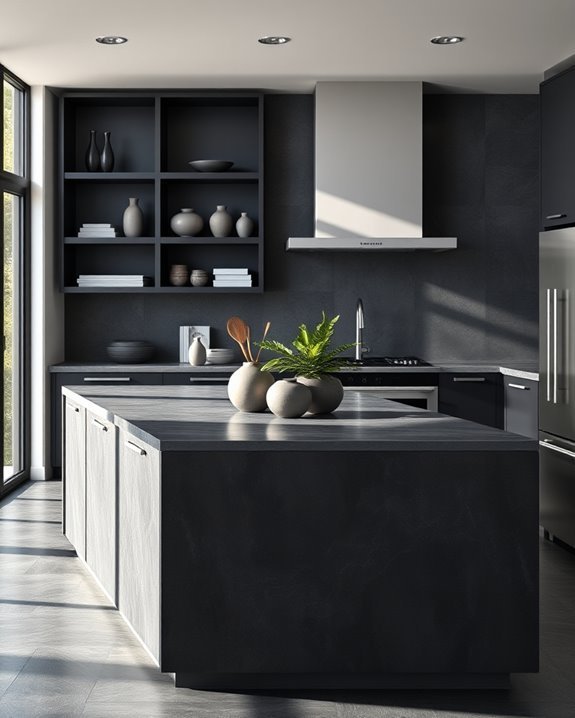 sophisticated graphite kitchen island