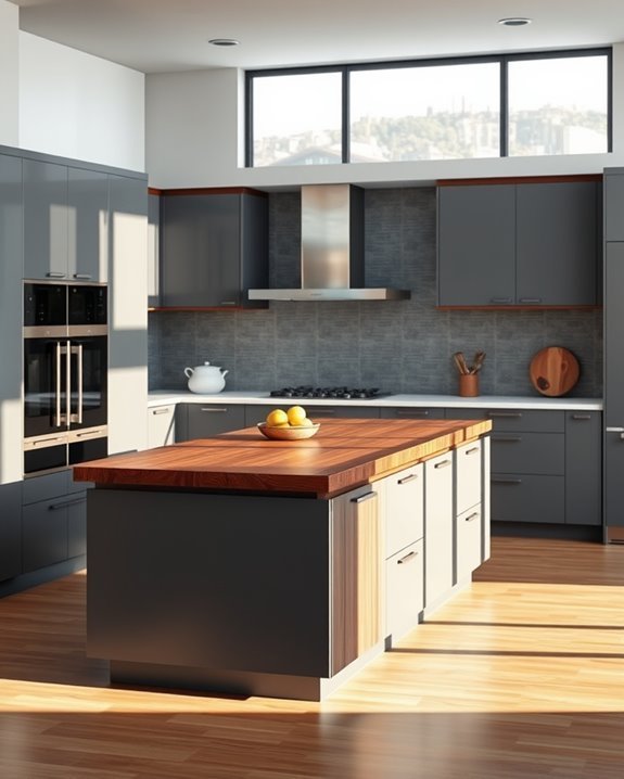 sophisticated gray brown kitchen design