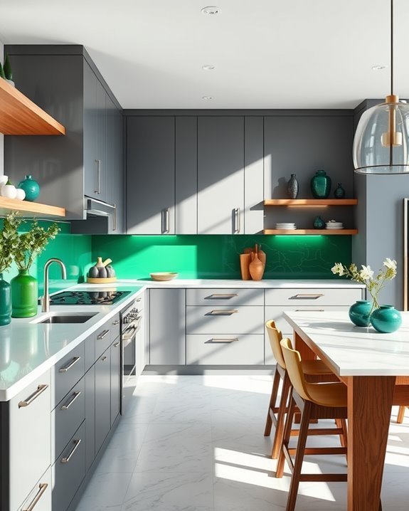 sophisticated grey and emerald